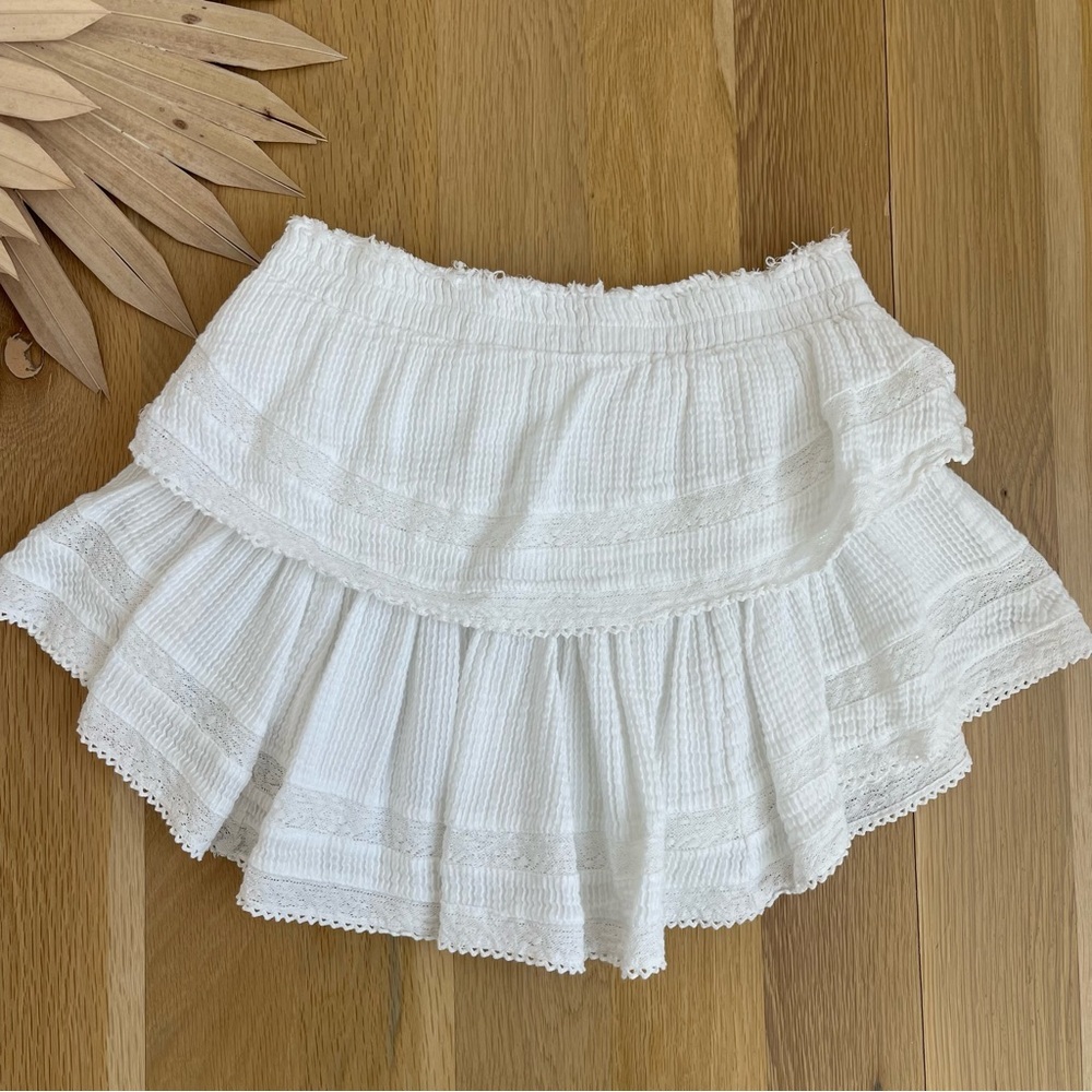 Loveshackfancy White Tiered Ruffled Textured Gauz… - image 4